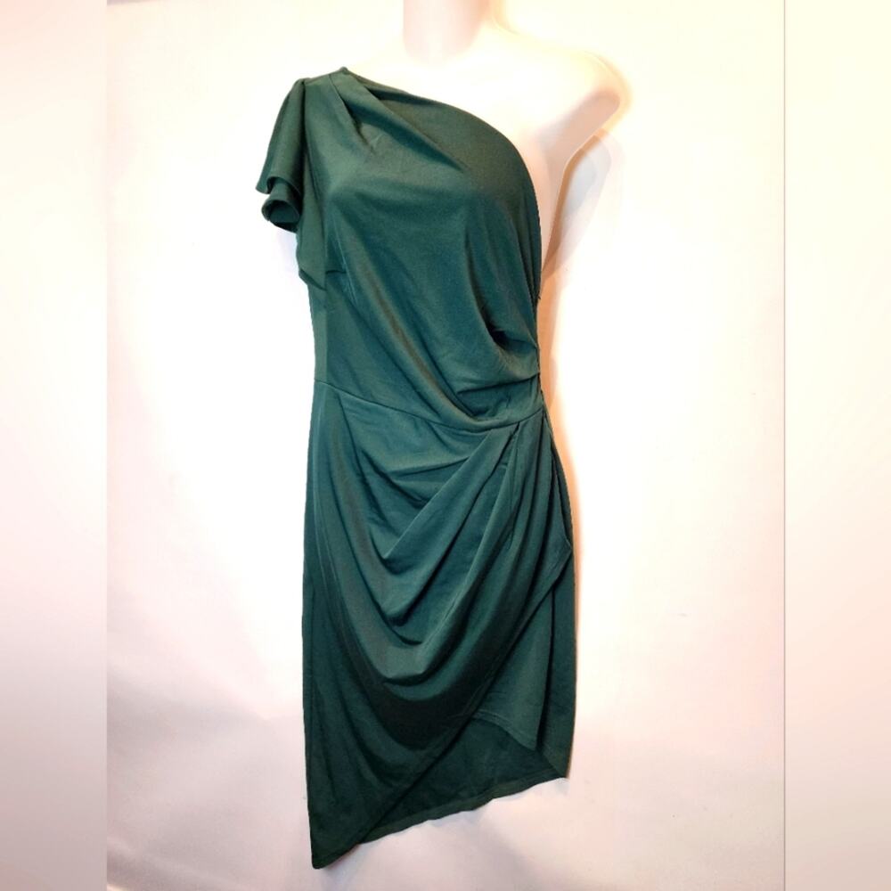 New Emerald Green One Shoulder Dress Bodycon Sexy Women's Party Dress L